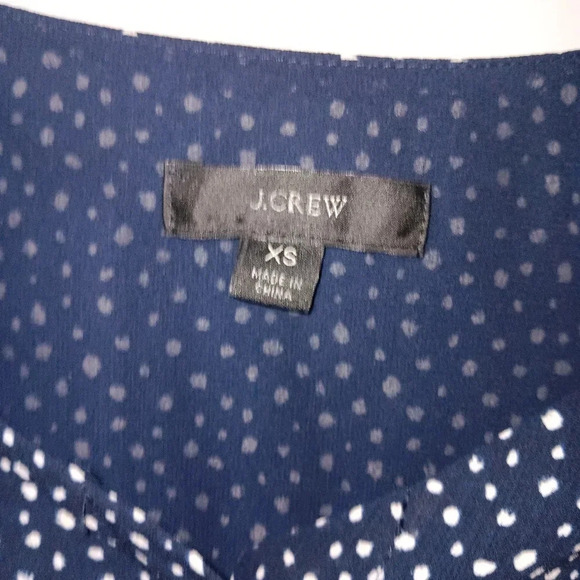 J.crew women's button-down top size XS blue and white polkadot - Picture 5 of 6